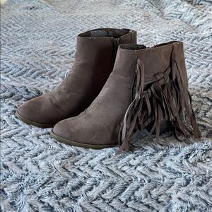 Faded Glory Gray Fringe Ankle Boots